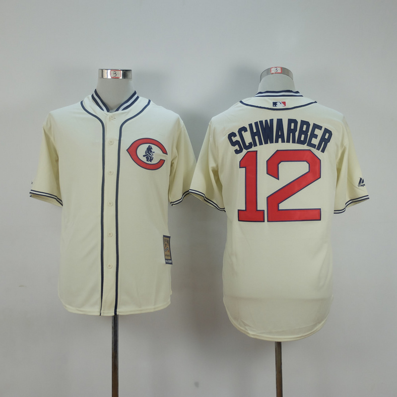 Men Chicago Cubs #12 Schwarber Cream Throwback 1929 MLB Jerseys->chicago cubs->MLB Jersey